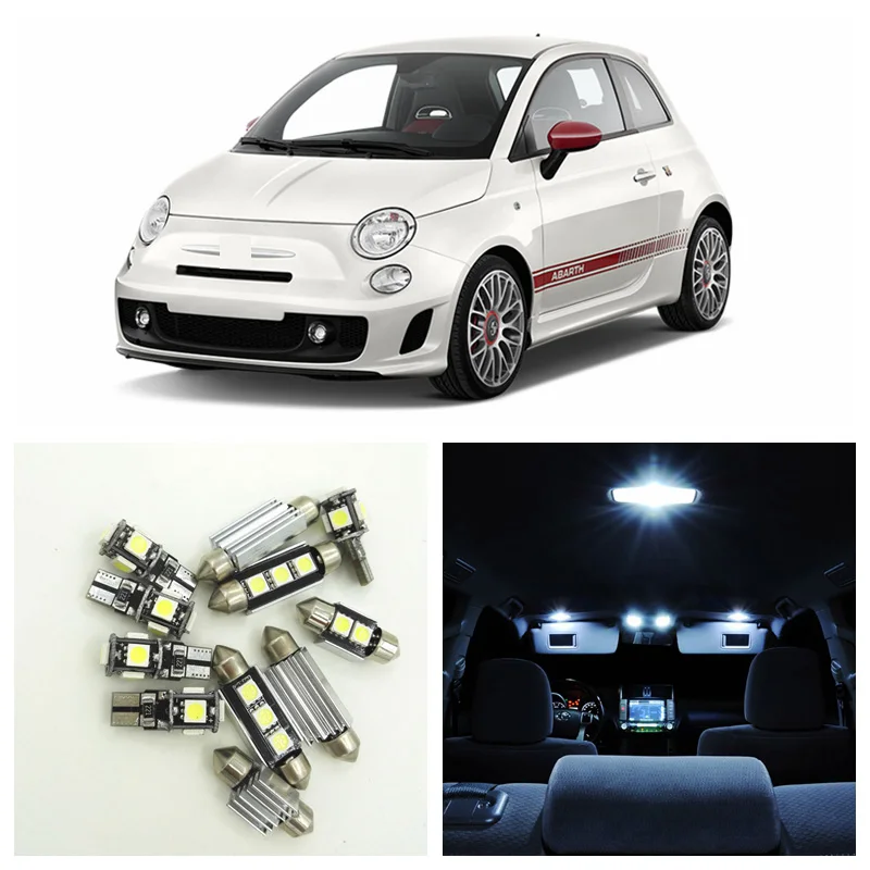 

7pcs Canbus White Car Lamp LED Light Bulbs Interior Package Kit For 2012-2017 Fiat 500 Dome Trunk License Plate Light