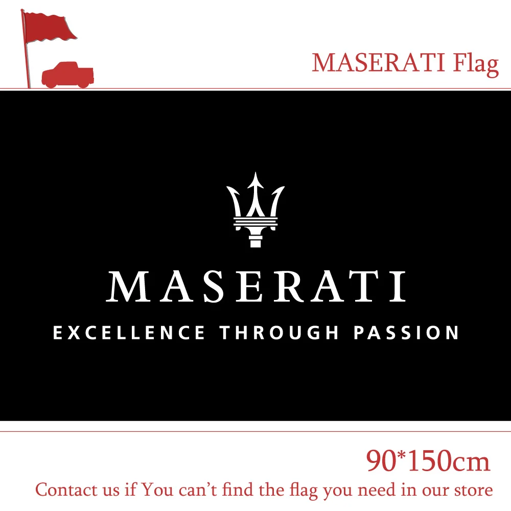 

Free shipping 3x5 Feet 90*150cm Polyster Maserati Black Car Flag Outdoor Use For Racing Banner Digital Print