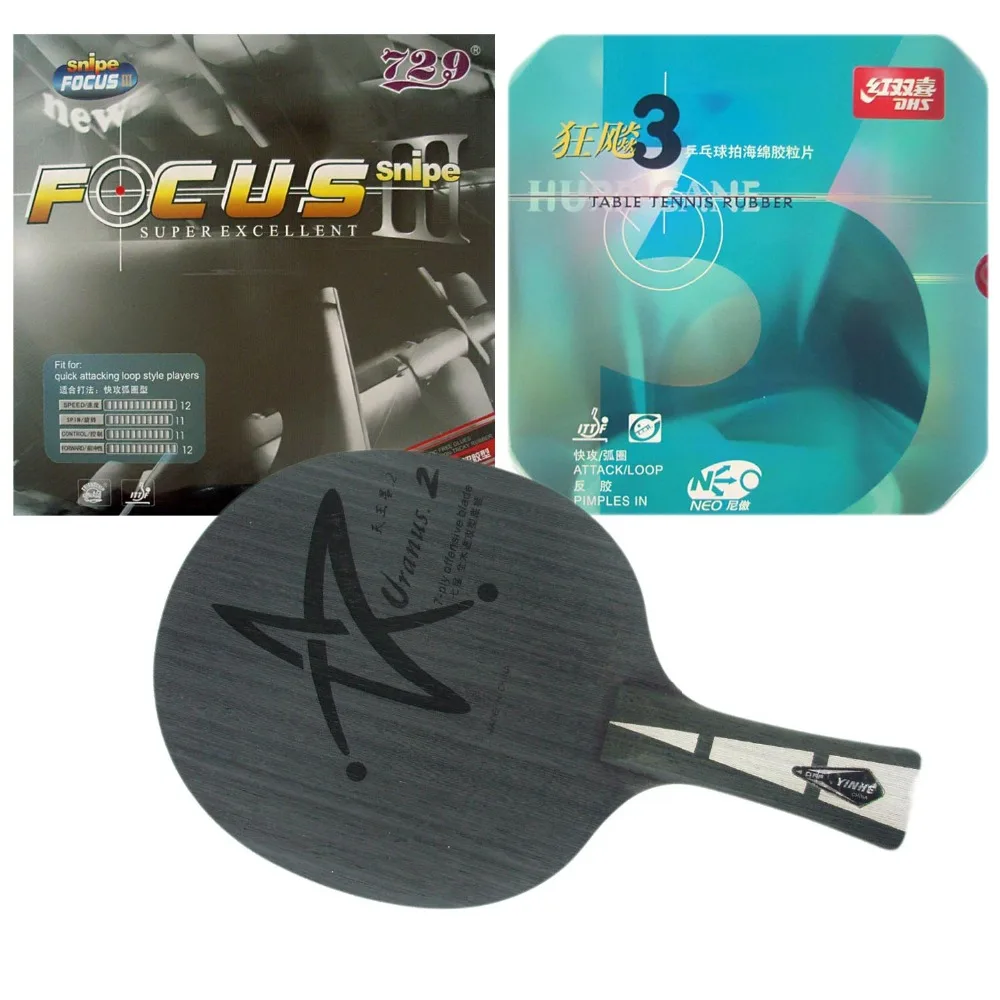 Galaxy YINHE Uranus 2 Blade with RITC729 FOCUS III snipe and DHS NEO Hurricane3 Rubbers for a Racket