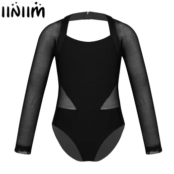 

iiniim Kids Girls Leotard Costumes Cutout Back Mesh Splice Tutu Lyrical Ballet Dancewear Performance Gymnastics Leotard Bodysuit