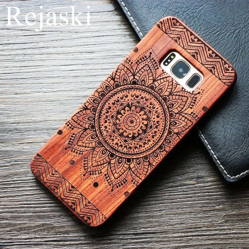 Rejaski бамбуковые деревянные чехлы для телефонов Samsung Galaxy S9 Plus God Totem Wolf Ретро