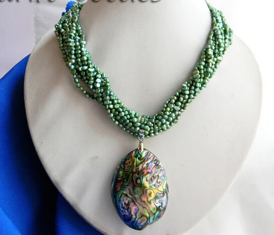 

Free shipping >>>>>10Strands 18'' 3mm Green Baroque Freshwater Pearl Paua Abalone Shell Pendant