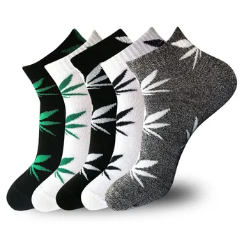 

2018 High Quality Harajuku chaussette Style Weed No Show Socks Men's Cotton Hip Hop Maple Leaf Socks Man Meias Mens Calcetine