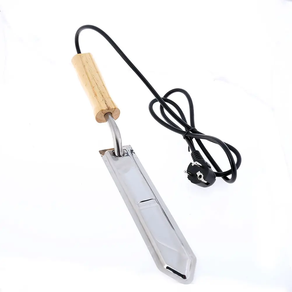 HOT EU Plug Electric Honey Knife Bee Beekeeping Equipment Cutting Knife Heating Handle Wooden Tools Stainless Steel Scraper