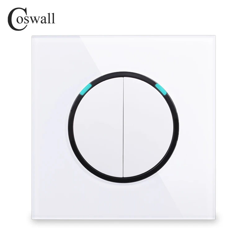 Coswall Новое Поступление Хрустальная стеклянная панель 2 комплекта 1 способ случайный щелчок вкл/выкл настенный светильник с Светодиодный индикатор