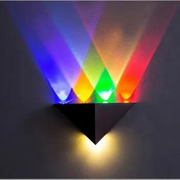 

Colorful Decoration LED Wall Light 5W Dimmable AC90-265V Triangle Aluminum 5 Colors Wall Lamps Cold/ Warm White for Room Hotel