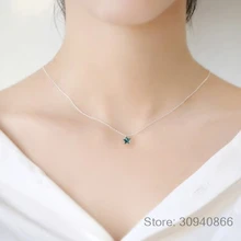 Персонализированные Bijoux 925 пробы Серебряная синяя звезда кристалл колье ожерелья для женщин модные массивные ювелирные изделия колье