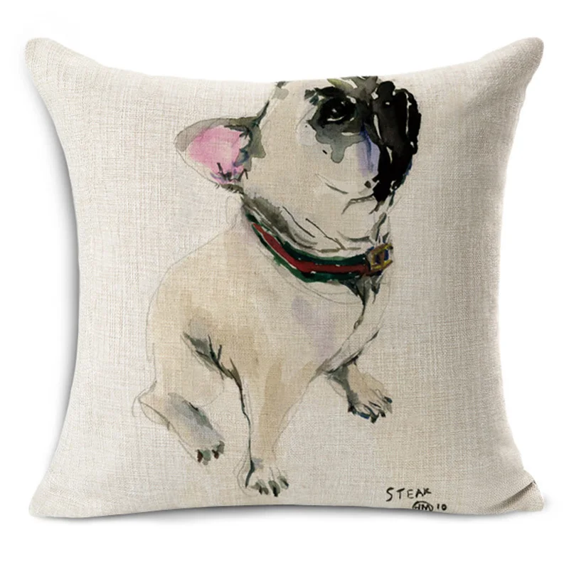 Linen Cotton Decorative Dog Printed Chair Cushion Throw Pillows Bulldog Pillow Cojines Vintage Nordic Style Kids Decoration Linen Cotton Decorative Dog Printed Chair Cushion Throw Pillows Bulldog Pillow Cojines Vintage Nordic Style Kids Decoration