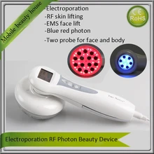 Portable RF Mesoporation LED & Electrical Muscle Stimulation Fat Burn Skin Tightening Acne Treatment Face Body Beauty Machine