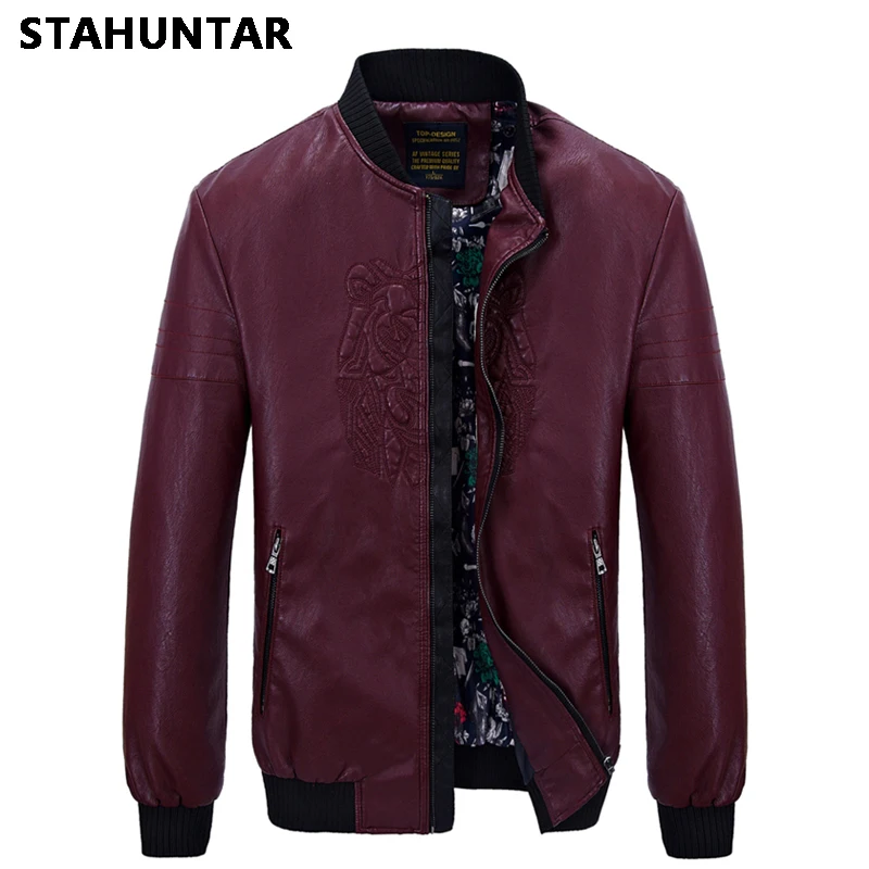 Spring Autumn Flight Pu Jacket Men Blue Red Orange Men Jacket Pocket Bomber Male Jackets Pu Leather Military Casual Large Size