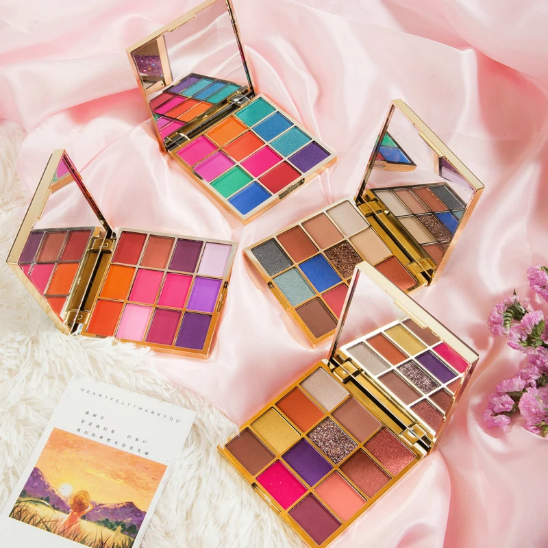 

NO Logo Quicksand Case 12 Color Makeup Eyeshadow Eye shadow Palette High Pigmented matte and shimmer eyeshadow Glitter Palette