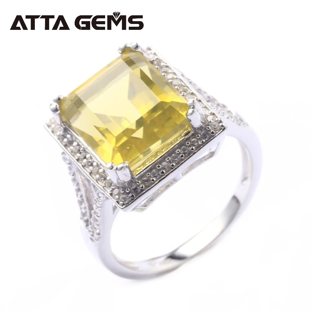 

Natural Lemon Quarts Sterling Silver Rings Unisex Design Natural Quarts 18 Carats Faced Cut Professional Setting Classic Style