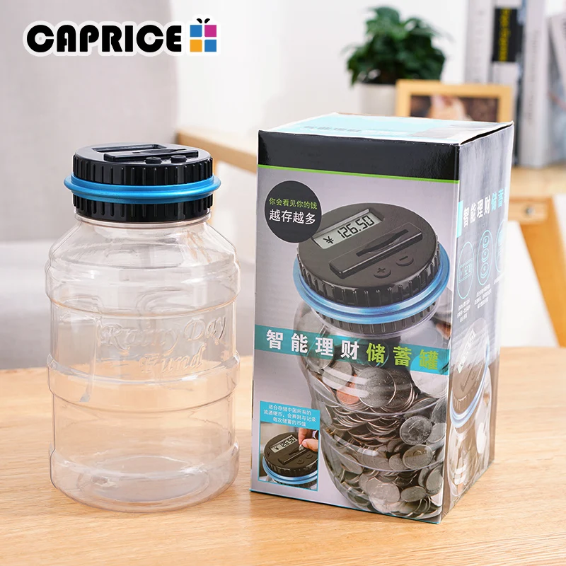 Digital Coin Counting Money Safe Box EURO Saving Storage Jar Transparent Automatically LCD Display Plastic Piggy Bank CXG-PET | Дом и сад