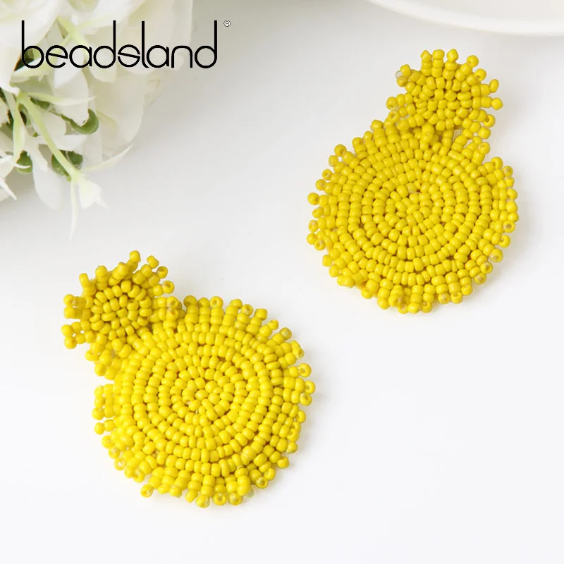 Beadsland висячие серьги ручной работы красочные стеклянные рисовые бусины Модные