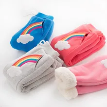 Обувь для девочек Обувь для мальчиков Брюки для девочек эластичный пояс для малыша; на каждый день Брюки для девочек зимние однотонные яркие теплые толстые Детская одежда детские штаны