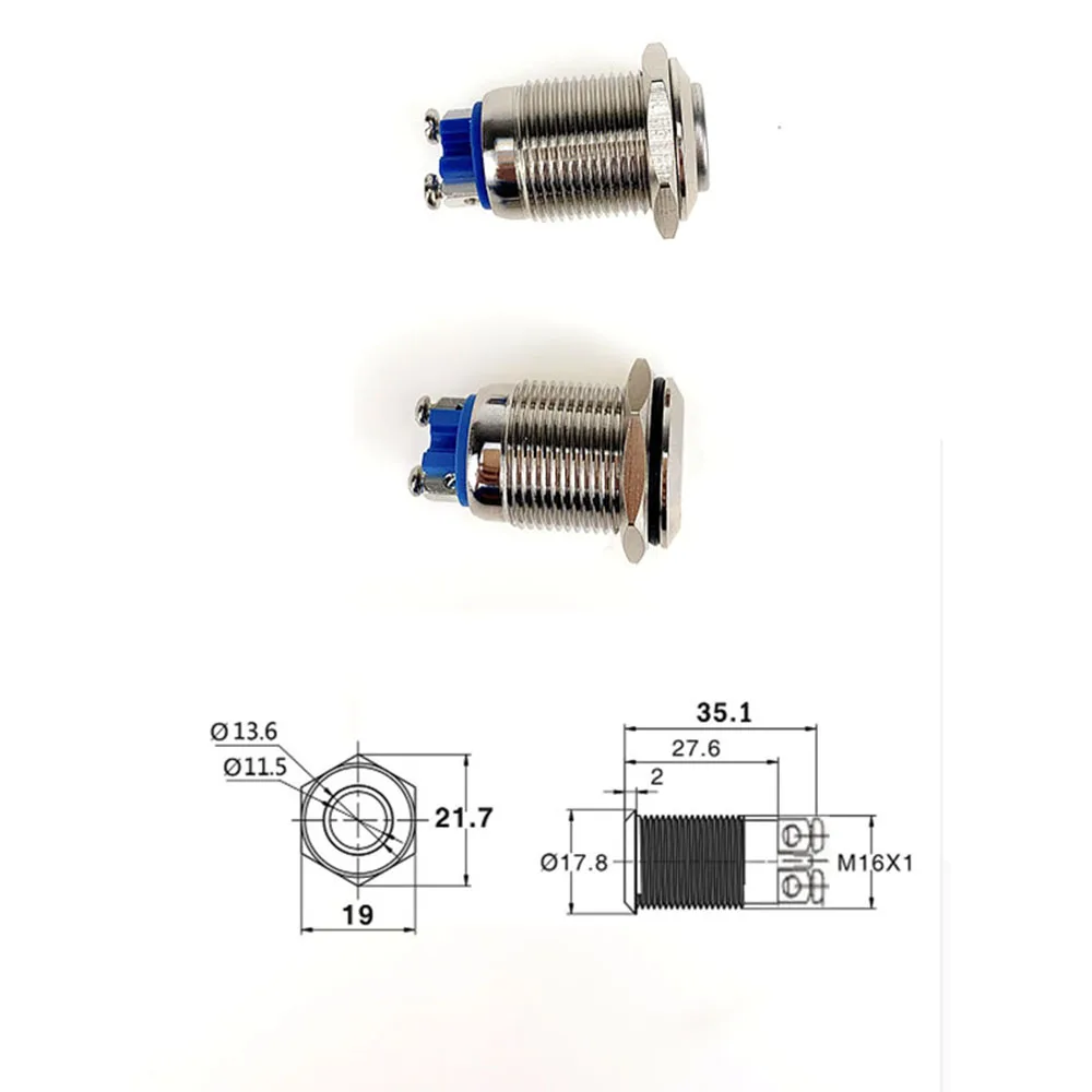 16 мм IP67 металлическая нажимная Водонепроницаемая кнопка переключателя никелированная латунь моментальная Перезагрузка Блокировка с фиксацией без высоких/плоских круглых