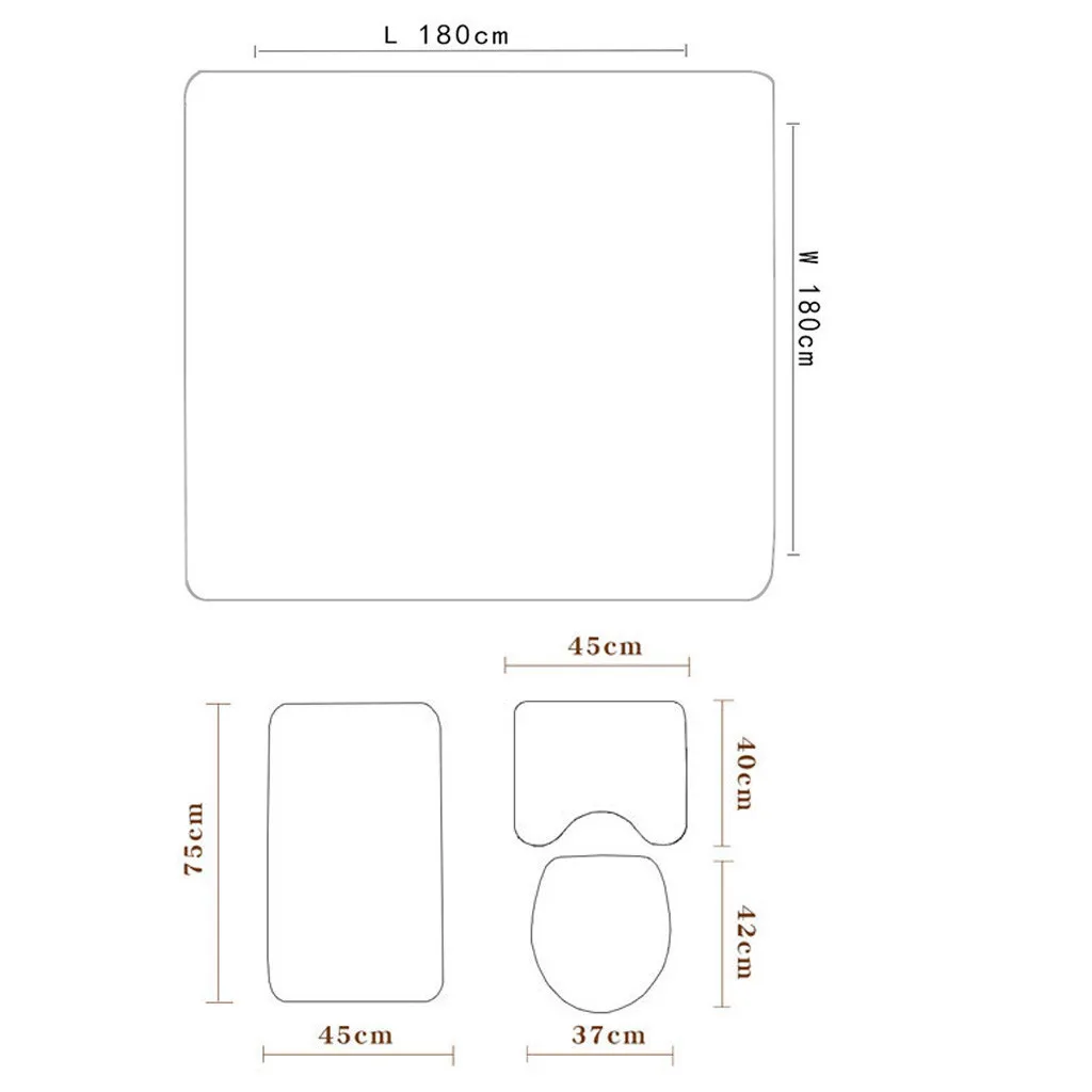 4 шт., узор для ванной комнаты, водонепроницаемый набор ковриков для ванной, занавеска для душа, подставка для туалетного сиденья, коврик+ крышка+ коврик для ванной, нескользящий коврик для ванной, ковер L0610