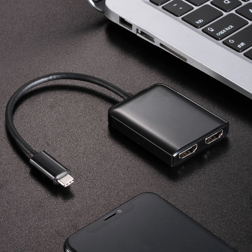 Переходник с USB Type C на двойной HDMI адаптер 3 1 штекер гнездо преобразователь 4K @ 30 Гц