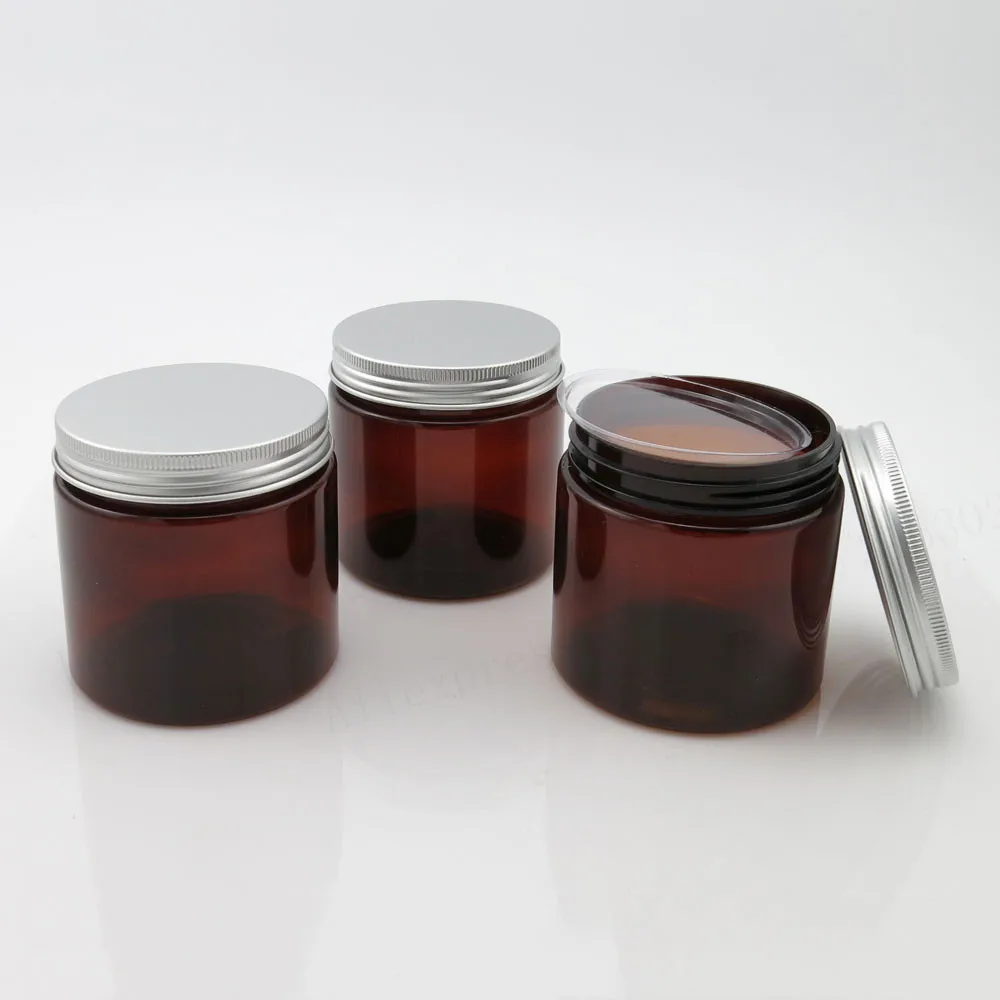 Buy 20 x 200ml Empty Amber PET Jars Aluminum Lids 200g