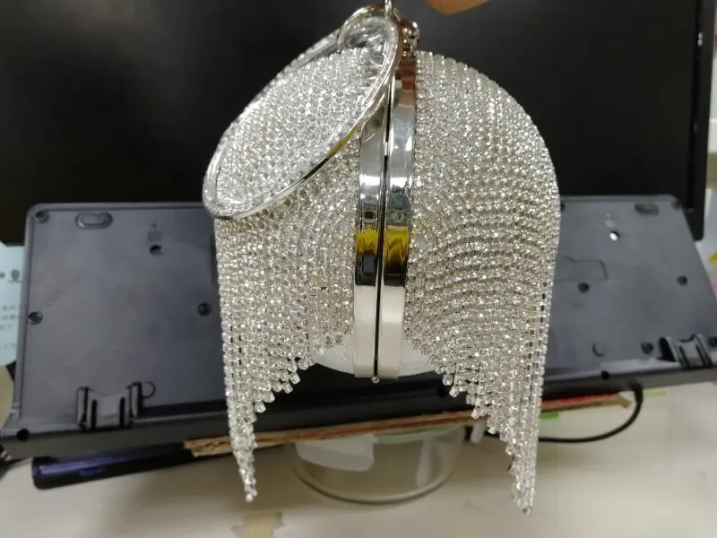 diamantes strass anel bolsa embraiagens bola redonda