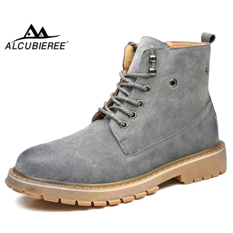 ALCUBIEREE Winter Men Chukka Ankle Boots Fashion Zipper Work Boots Mens