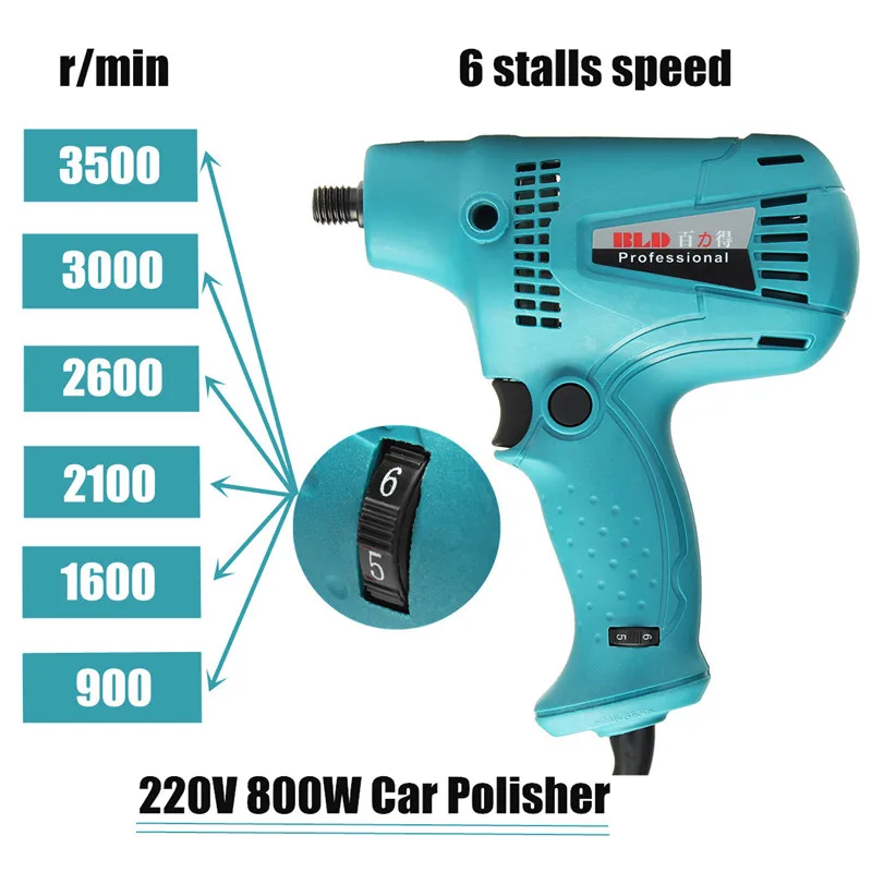 

Car Polisher 220V 600W 3500r/min Speed Adjustable Electric Car Boat Polishing Waxing Sander Multi-functional Head Buffer Cleaner