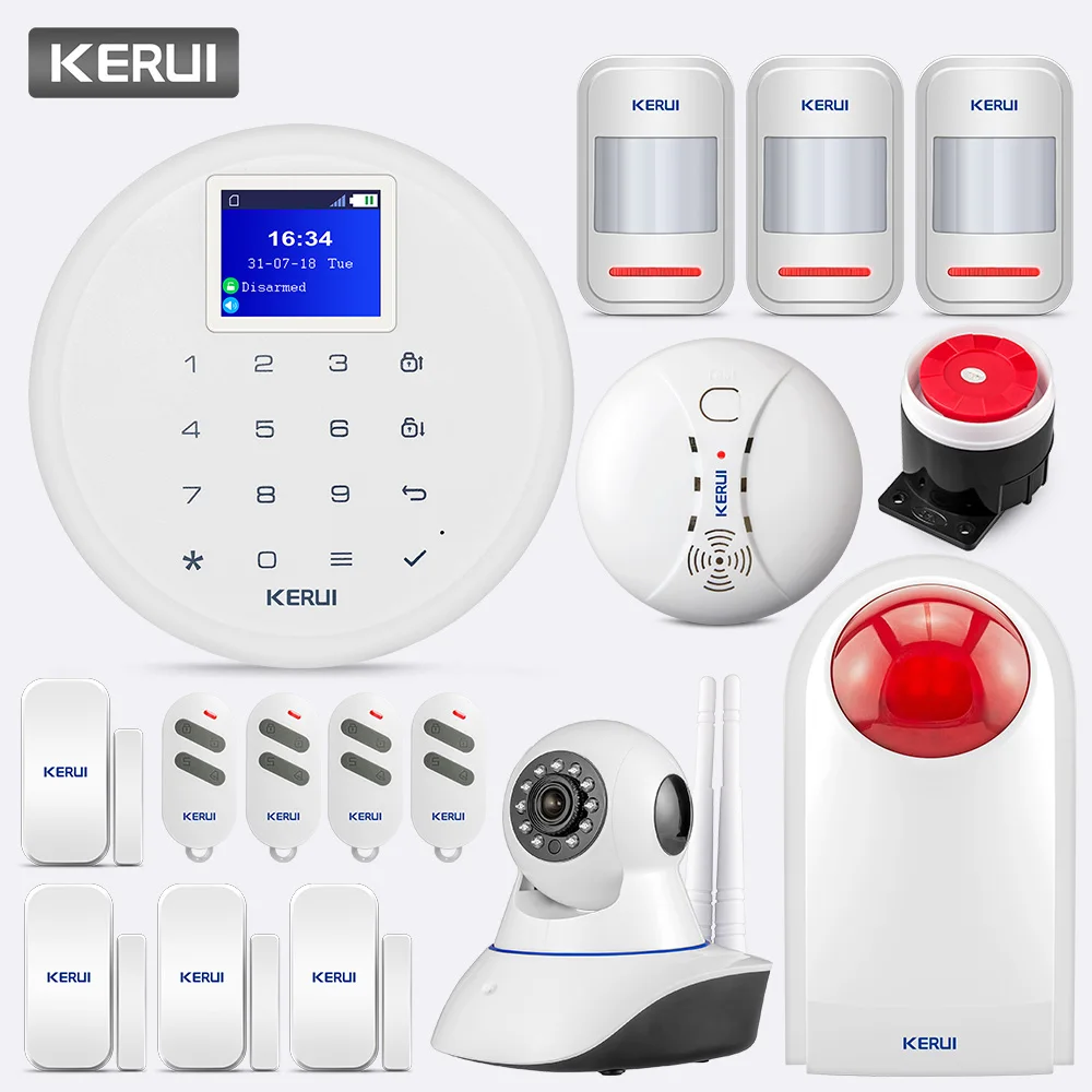 KERUI G17 White panel 1.7 inches Wireless Home Security GSM Alarm System Burglar Alarm Kits Phone IOS Android APP Control