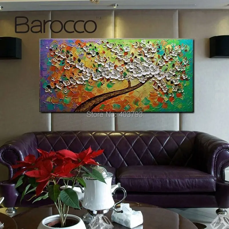 

Unframed 100% Hand Painted Charming Flower Abstract Modern Oil Painting On Canvas Home Decor For Kitchen Wall Art Picture