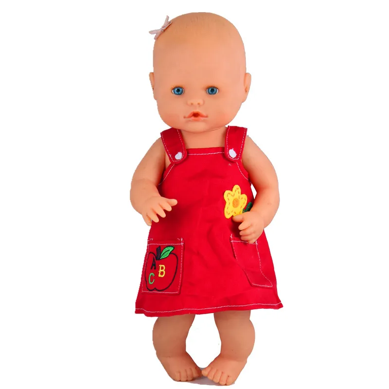 

35cm Nenuco Doll Clothes And Accessories Nenuco Ropa y su Hermanita Original lovely flower red dress For 13inch Doll