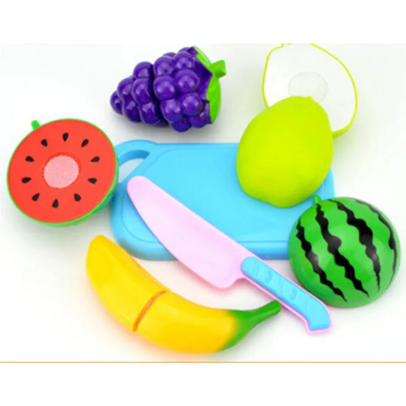 1 набор, детский игровой домик, игрушка для вырезания фруктов, пластиковые овощи, кухня, классические детские игрушки, набор для ролевых игр, развивающие игрушки 882984 - Цвет: 6PCS Fruit