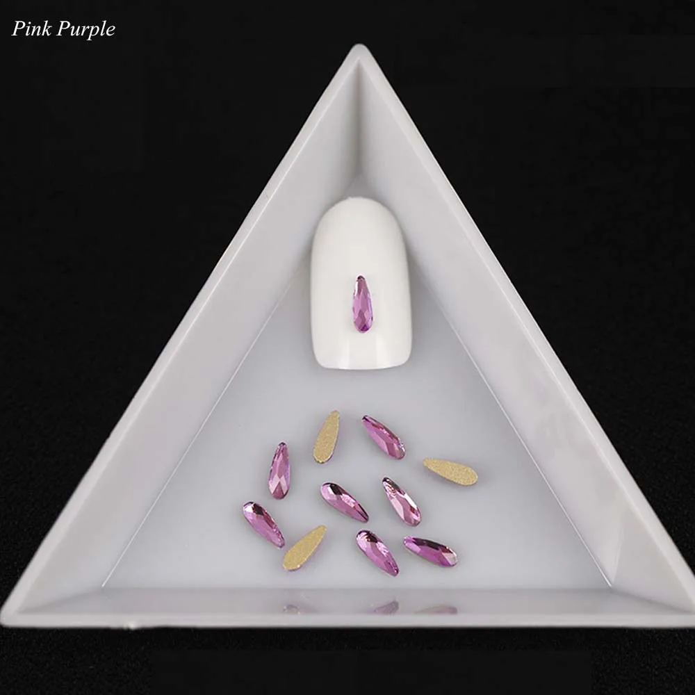 10 шт Блестящий Кристалл капли воды Дизайн ногтей Стразы для страз 3D очаровательный камень плоская задняя часть ювелирные изделия Маникюр украшения для ногтей Совет CH1007 - Цвет: Pink Purple