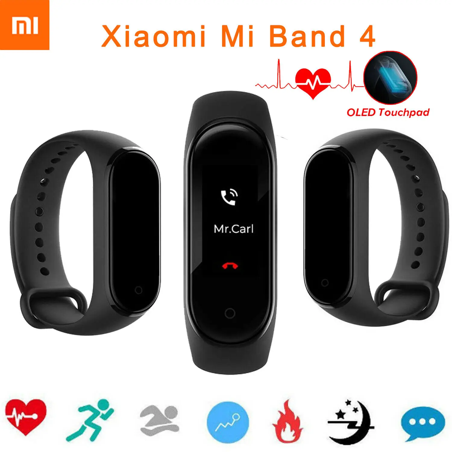 

Original Xiaomi Mi Band 4 2019 Newest Music Smart Miband 4 Bracelet Heart Rate Fitness 135mAh Color Screen Bluetooth 5.0