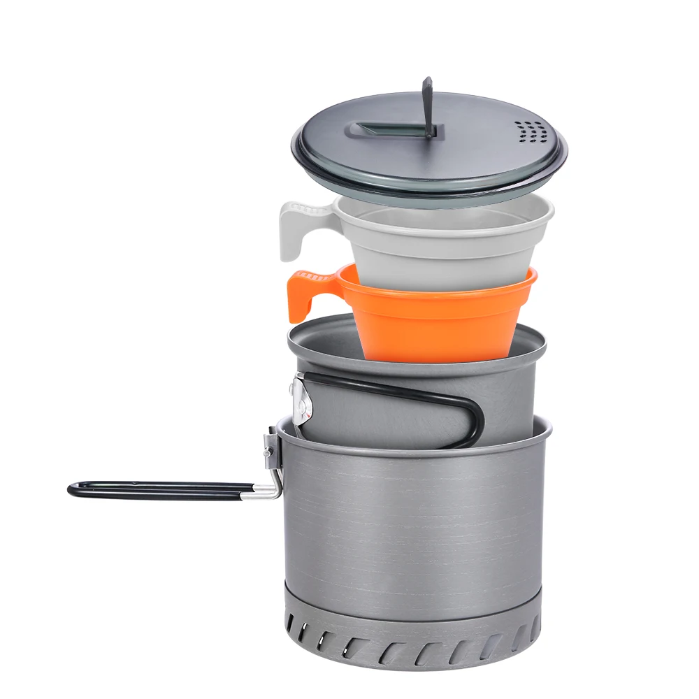 

4Pcs Lightweight Durable Pot Cup Bowl Portable Camping Cookware Kit Camping Pot Water Cup Bowls for Hiking Backpacking Tableware