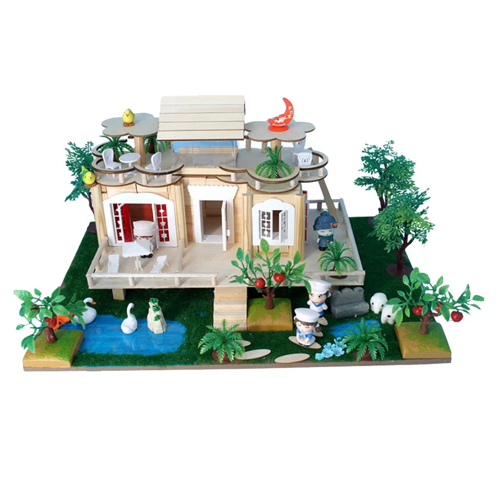 Handcrafts Miniature Project DIY Dolls House Castle Garden Building Model Toy Kids Play Fun & Early Learning Birthday Gift