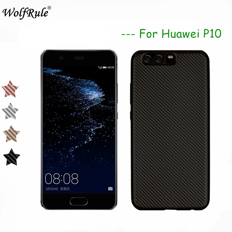 WolfRule Huawei P10 чехол роскошный с полной защитой из углеродного волокна мягкий TPU для