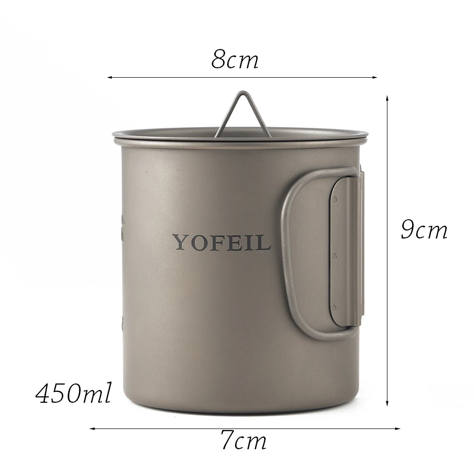 Copo de Titânio Acampamento ao ar Piquenique com Capa Lidar com 450ml Yofeil Ultraleve Livre Copo Caneca Dobrável Alta Qualidade Utensílios Mesa Acampamento 5 ar livre piquenique com capa copo caneca