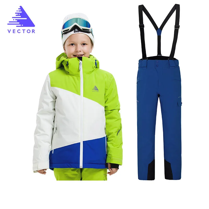 Лыжный костюм для мальчиков, спортивная одежда, водонепроницаемая куртка+ штаны, лыжный костюм, детская брендовая зимняя спортивная утолщенная одежда высокого качества - Цвет: Boys8