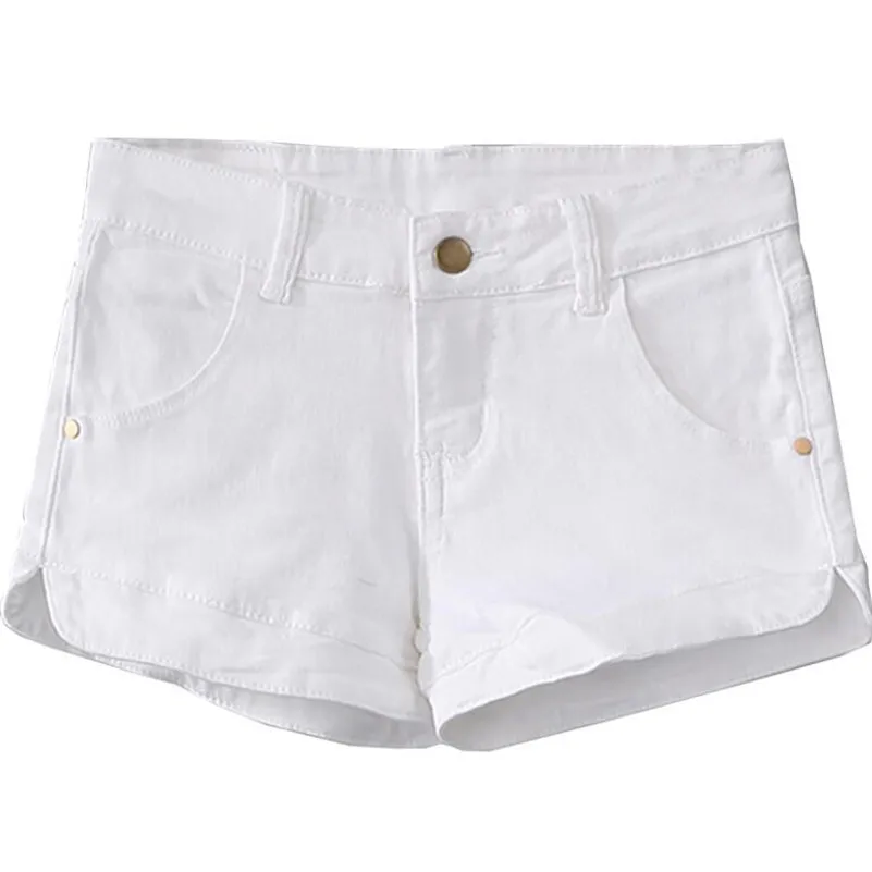 White Denim Shorts For Women Button Women Shorts Summer Casual Denim