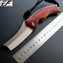 Hot Selling EF01 Folding Blade Knife D2 Steel Wooden Handle EDC Camping Knives Outdoor Hand Tool