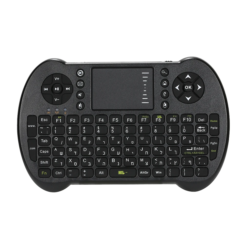 English Russian Spanish Hebrew MINI Keyboard 2.4G USB Wireless Touchpad