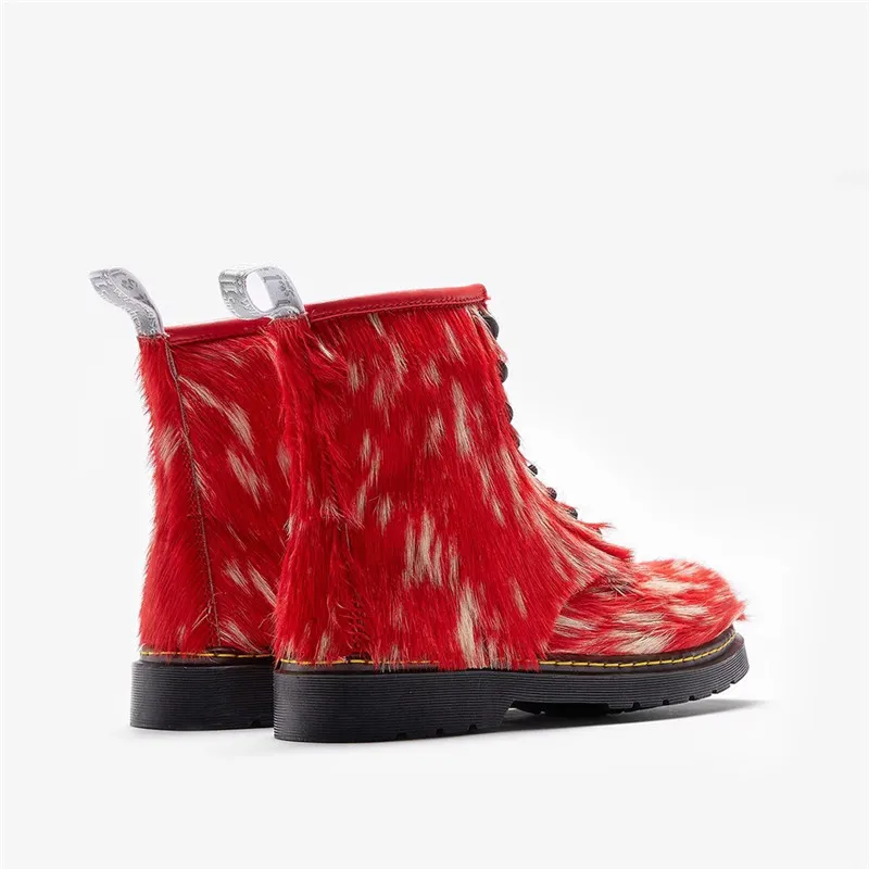 Punk Tobillo Botas De Señoras Martins Mujer Real Crin Caliente Multiple Las Caballo Cuero Invierno Igu Mujeres wEczYXOq