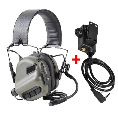 Fone de Ouvido Ptt para Cancelamento Earmor Tático Conjunto Ruído Fones Comunicação Aviação Militar Softair Tiro &