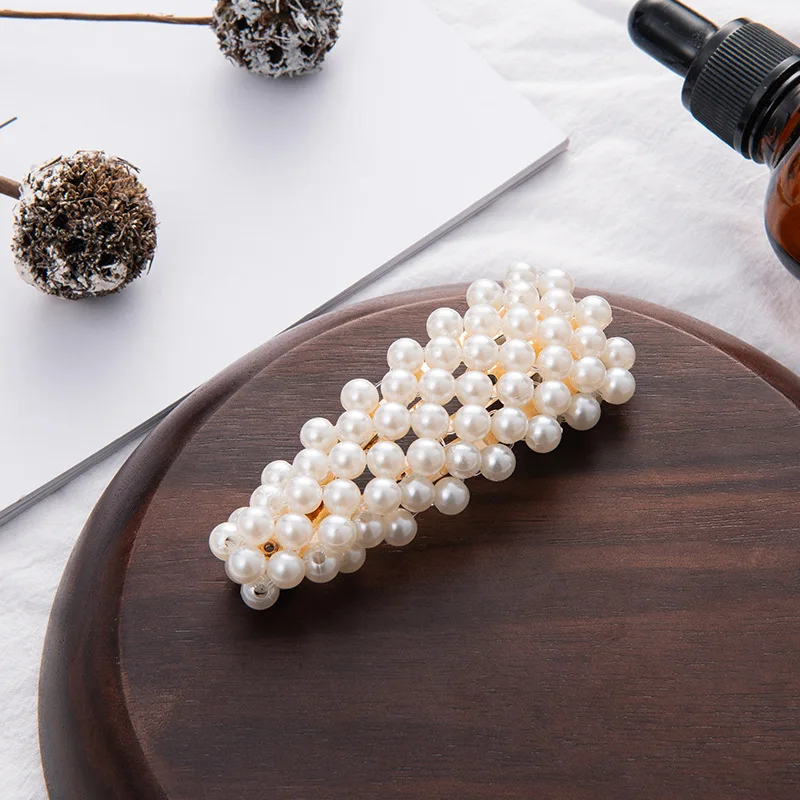 New Girls Pearl Hair Clip Metal Crystal Hairclip Barrette Headwear Bobby Hair Pin Wedding Hair Styling Tool Hair Clips for Women