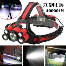 Путешествия налобный фонарь 40000 лм 7X XM-L T6 светодиодный перезаряжаемый налобный фонарь передняя фара безопасности и выживания Z0105