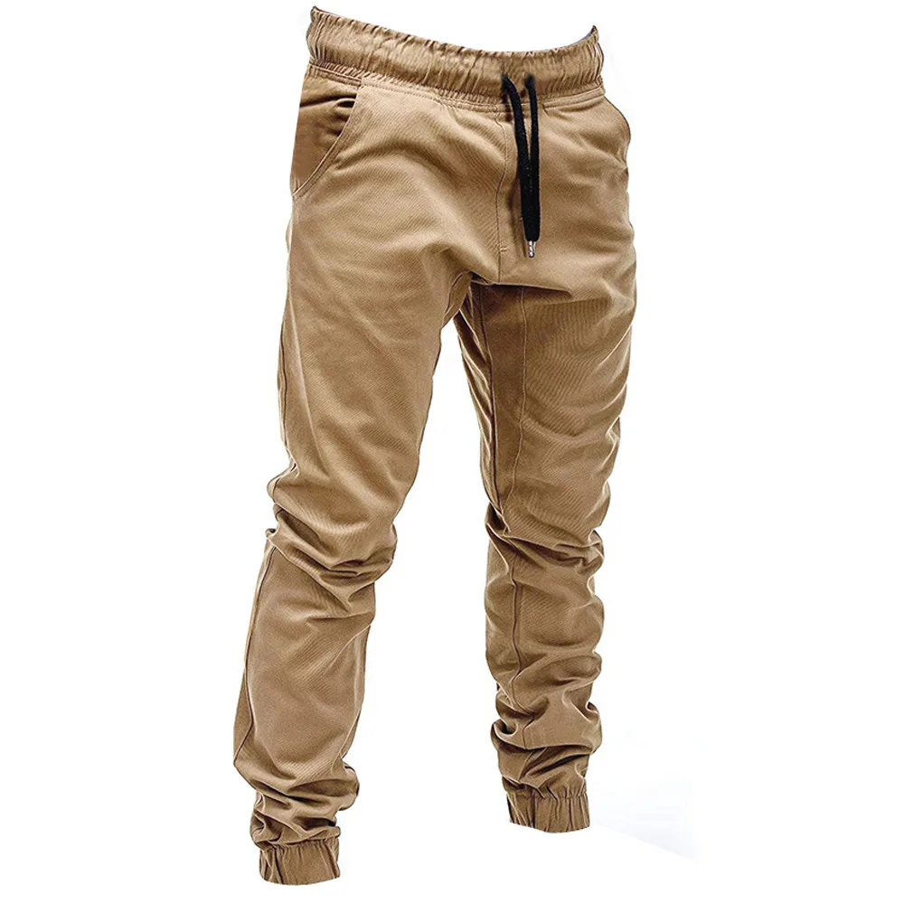 

Men Sweatpants Autumn Slacks Polyester Casual Elastic Joggings Sport Solid Baggy Pockets Trousers pantalones hombre W620
