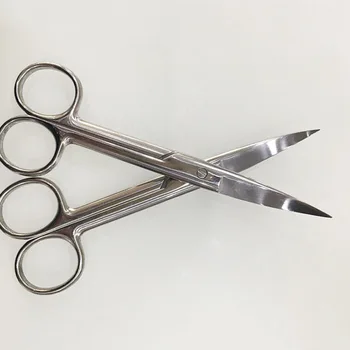 

14cm Stainless Steel Surgical Bend Tip Household Scissors Beauty Manicure Scissors Beard Trimmer Mustache Beard Scissors Cutter