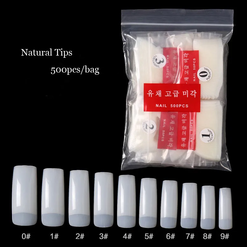 

500pcs False Nail Tips Acrylic Fake Tip stiletto White/Clear/Natural Coffin Flase Tips For Nails Art Tools Half Nail Tips T85