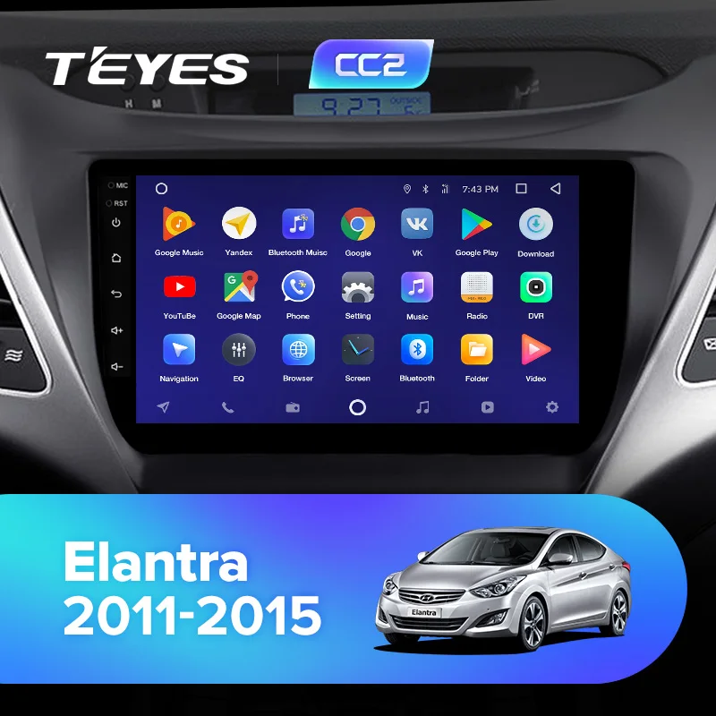 TEYES CC2 Штатная магнитола для Хендай Элантра 5 Hyundai Elantra 5 JK GD MD UD 2010 2012 Android 8.1, до 8-ЯДЕР, до 4+ 64ГБ 32EQ+ DSP 2DIN автомагнитола 2 DIN DVD GPS мультимедиа автомобиля головное устройство