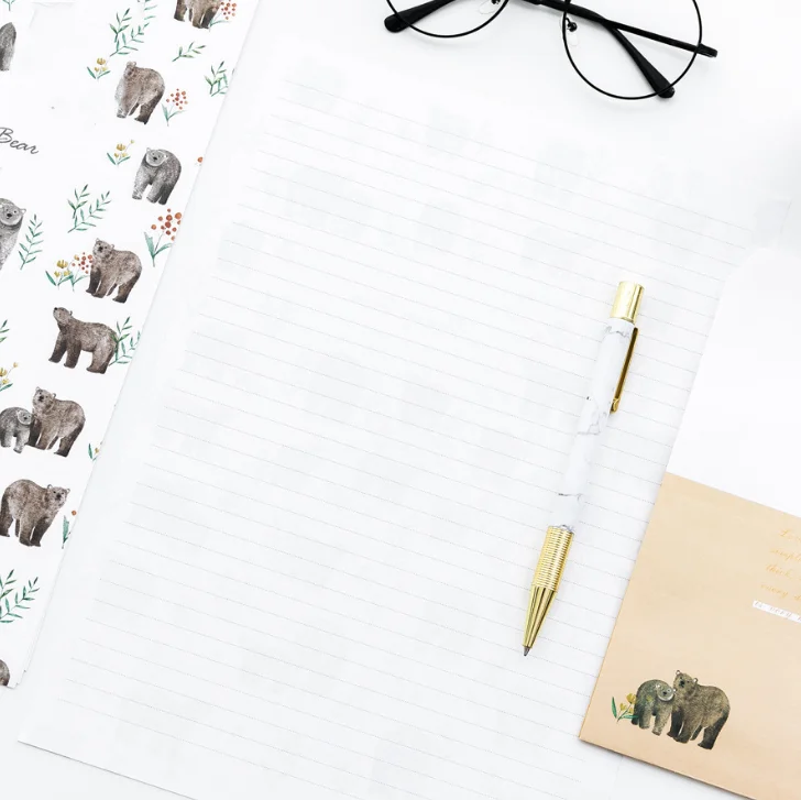 1 pack 3 envelopes 6 sheets letters cartoon animal unicorn cactus letter sheets stationery