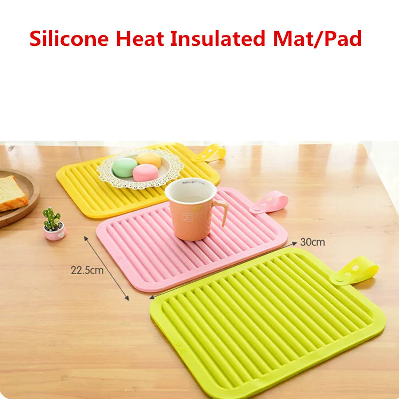 Colourful Placemat Kitchen Silicone Waterproof Heat Mat Tableware Pad
